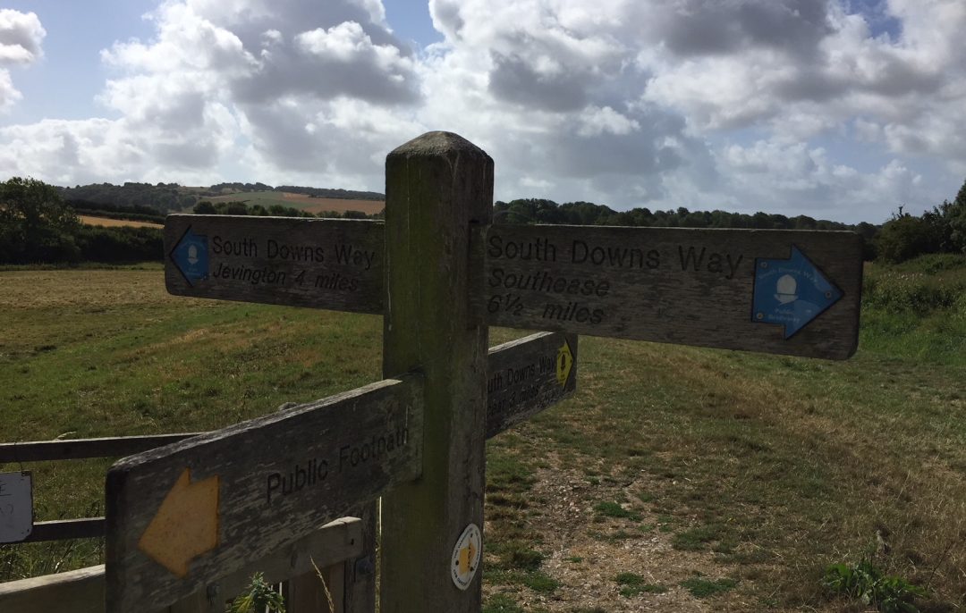 Right path south downs way signpost alfriston