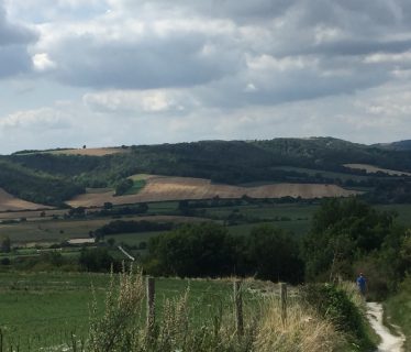 Looking back over Amberley to Bignor Hill