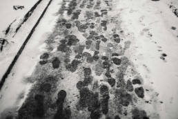 footsteps on icy path walking post surgery